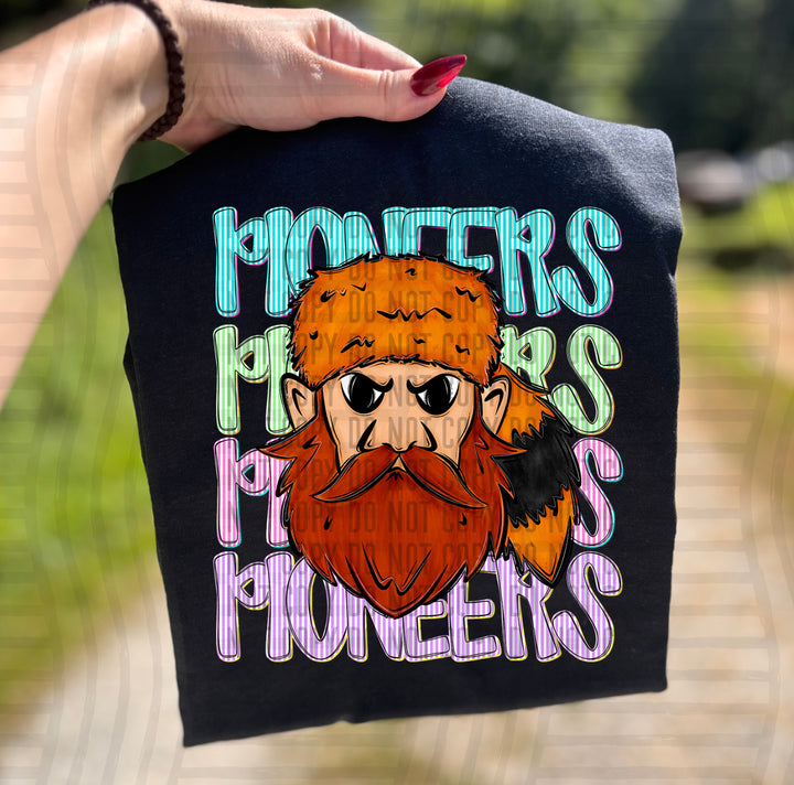 Neon Seersucker Mascot Heads DTF Print