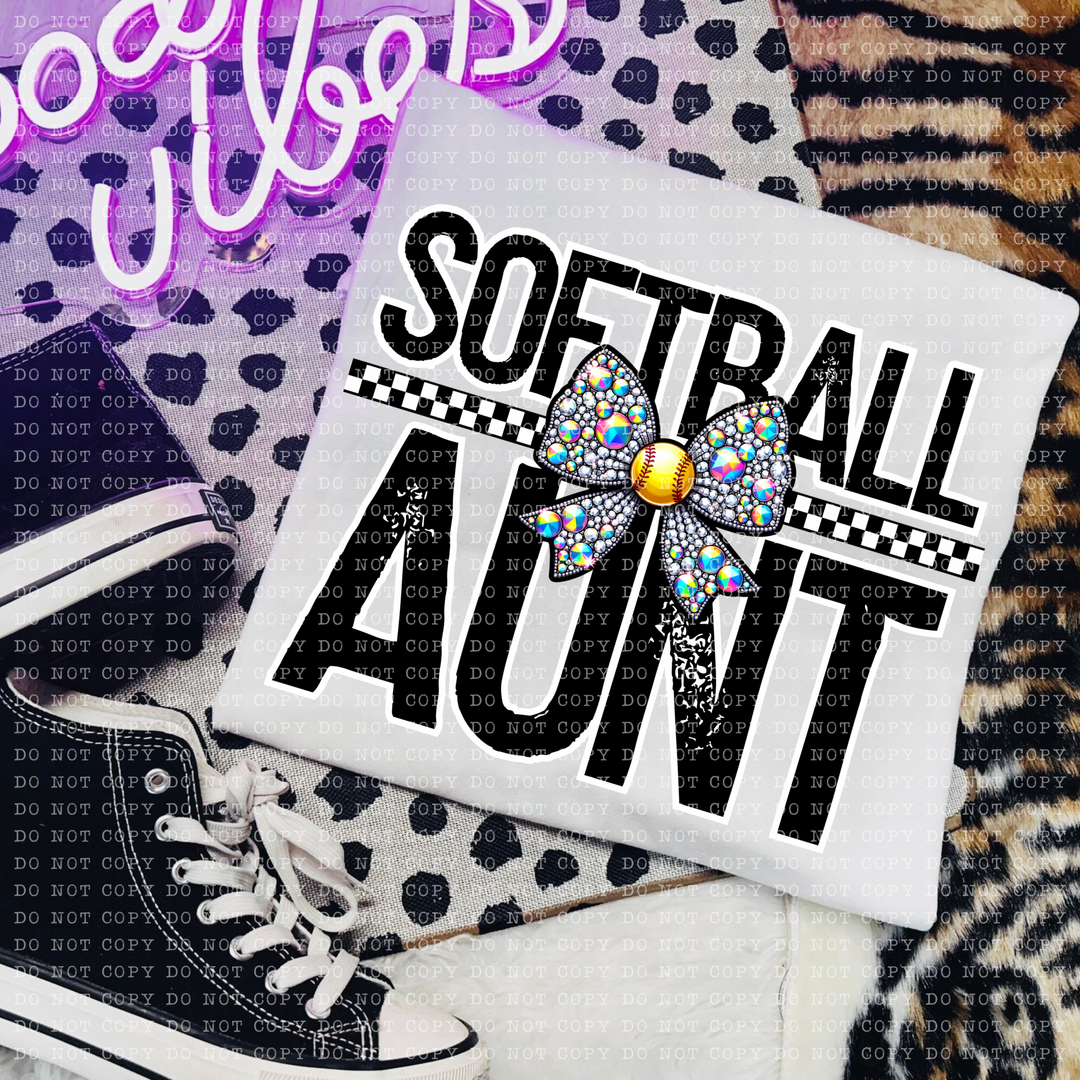 Softball Rhinestone Bow Names DTF Print