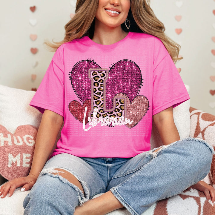 Pink Glitter Leopard Occupation Valentines DTF Print