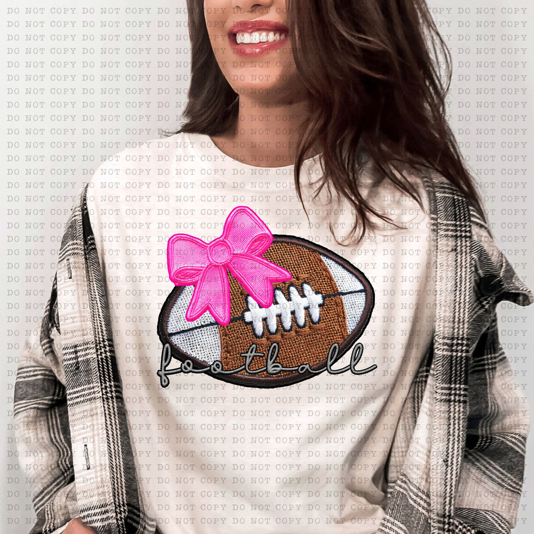 Football Word Coquette Faux Patch DTF Print