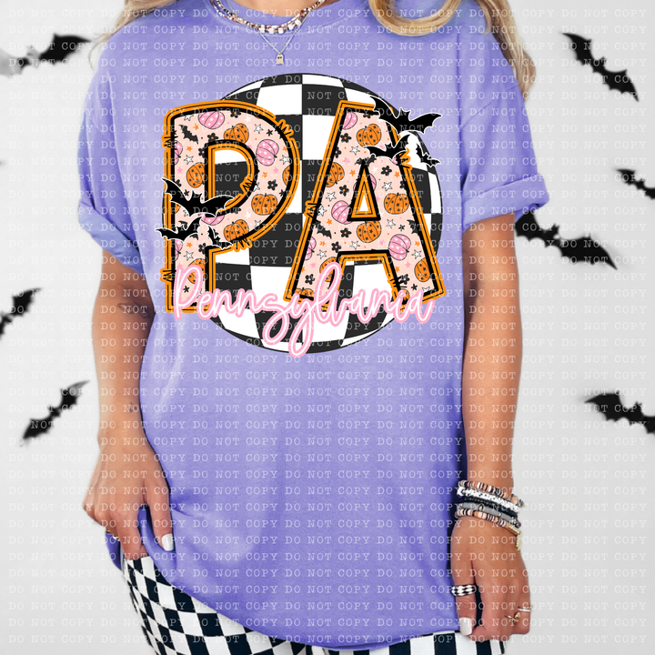 Pumpkin Batty States DTF Print
