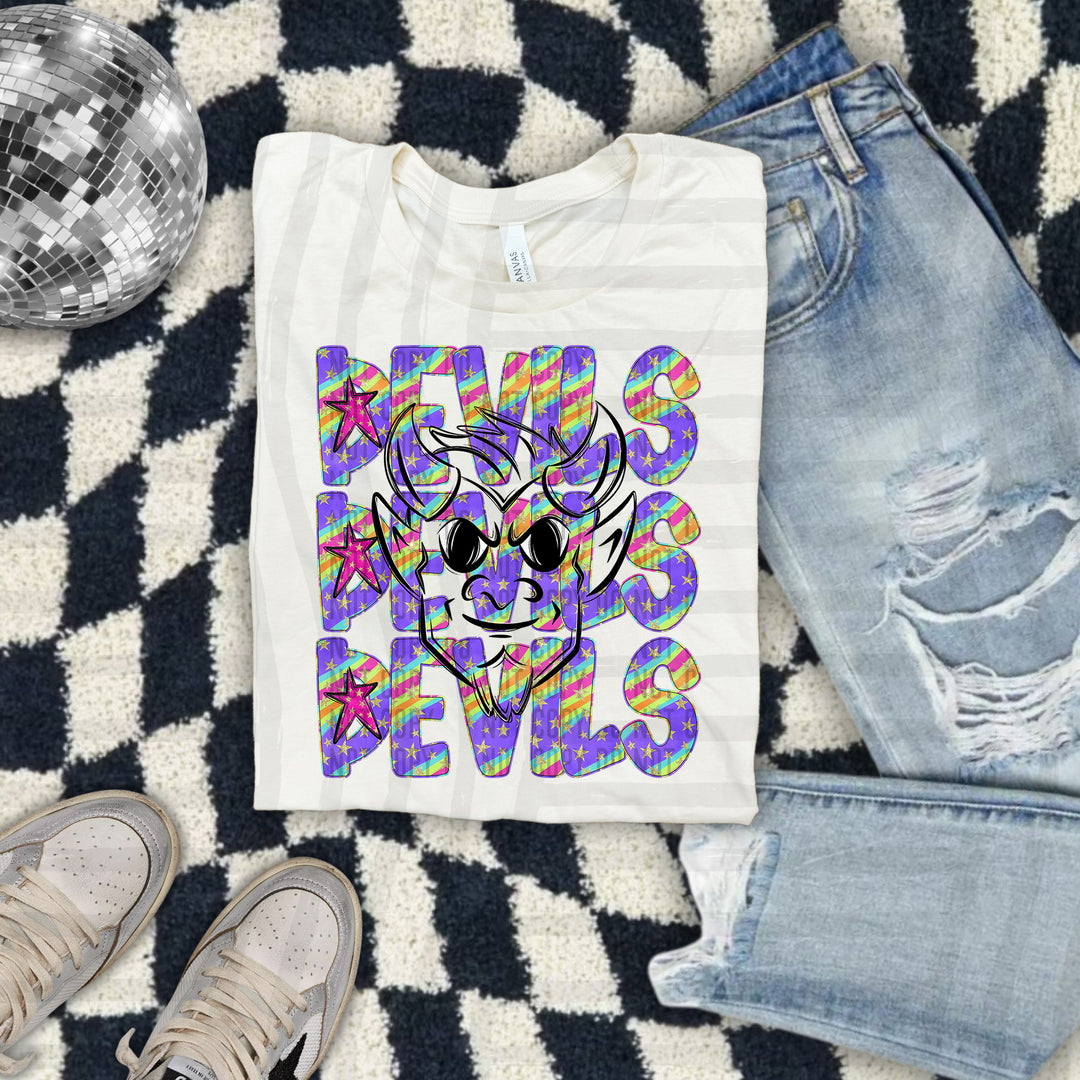 Rainbow Swirl Mascot Outlines DTF Print