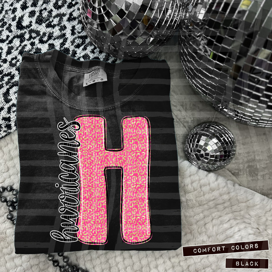 Pink Leopard Initial DTF Print
