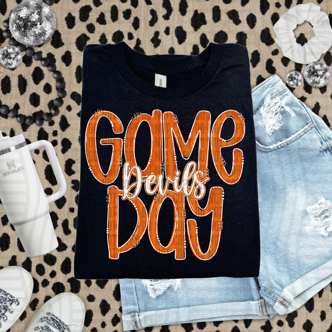Doodle Gameday Burnt Orange DTF Print