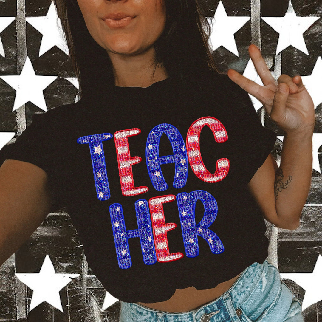 Stars And Stripes Teacher DTF Print