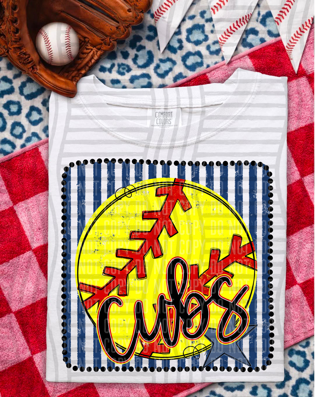 Softball RWB Framed Script DTF Print