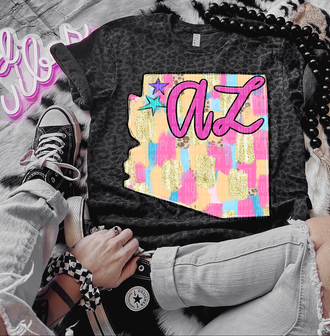 Preppy Bright Brushstroke States DTF Print