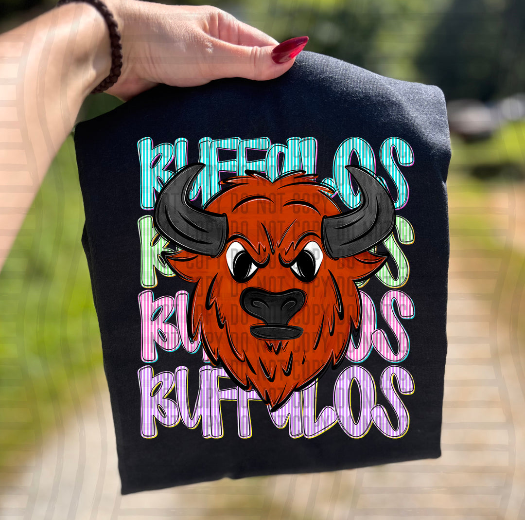 Neon Seersucker Mascot Heads DTF Print