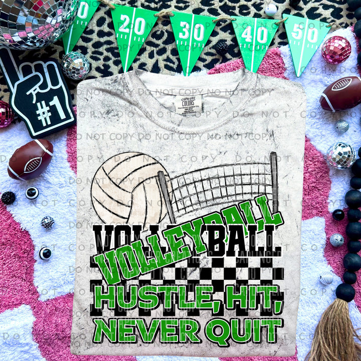 Hustle Hit Never Quit Volleyball DTF Print