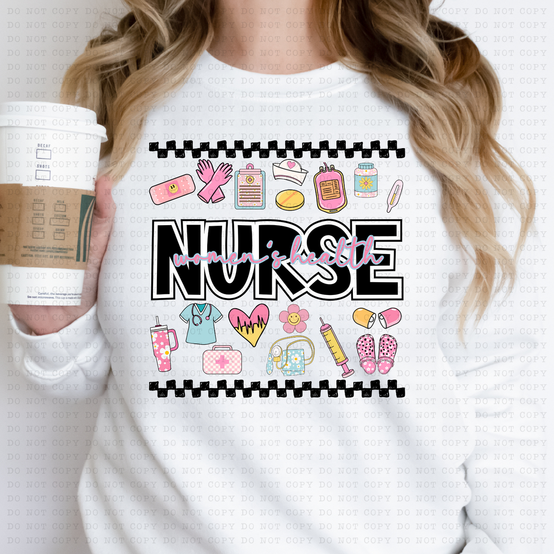 Girly Nurse Titles DTF Print