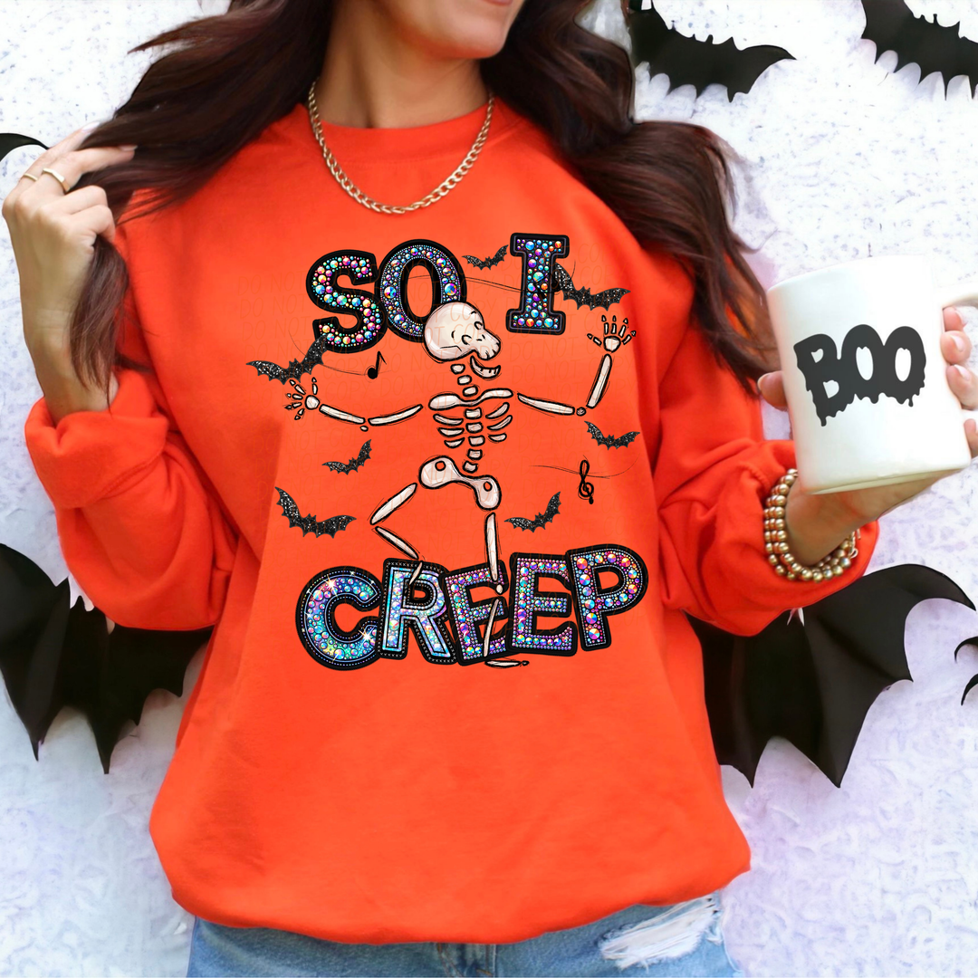 So I Creep Faux Bling Skeleton DTF Print