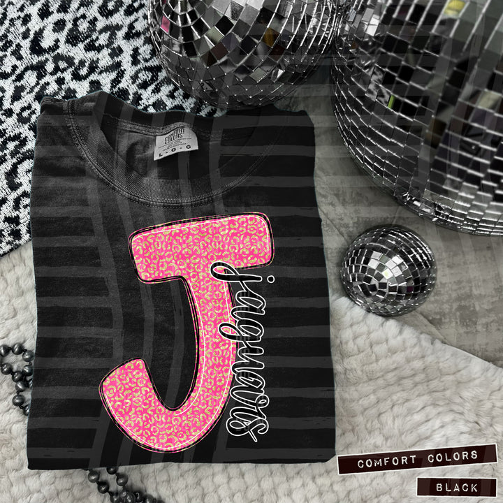 Pink Leopard Initial DTF Print