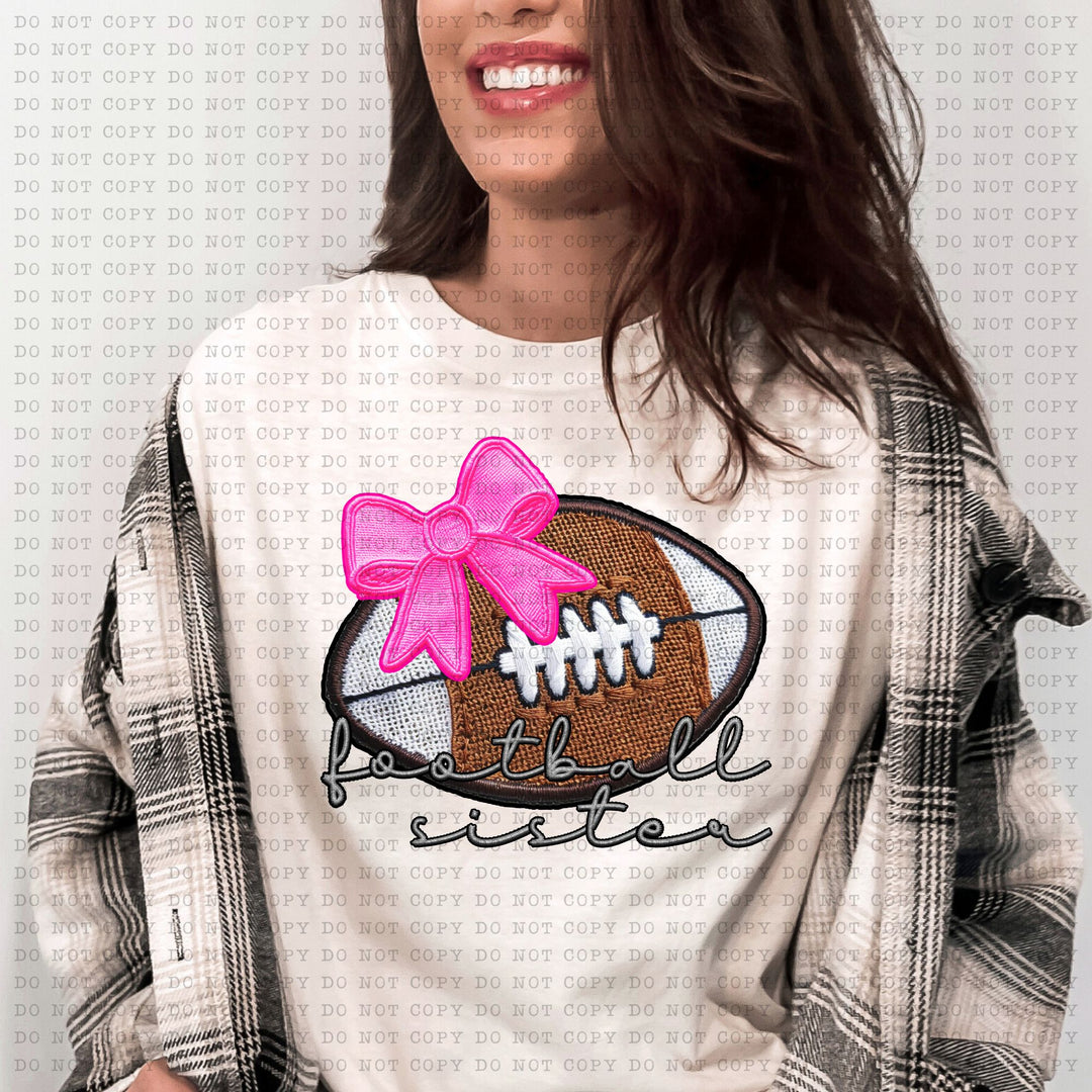 Football Sister Coquette Faux Patch DTF Print