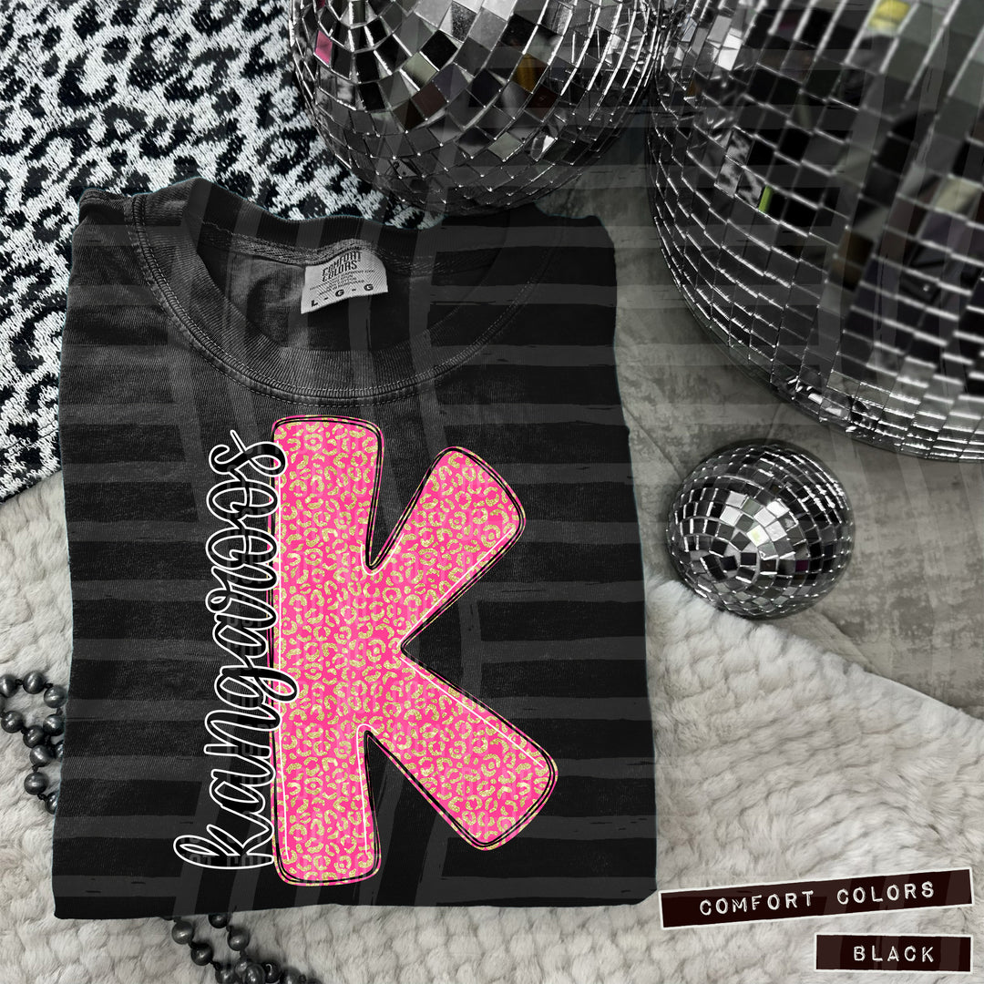 Pink Leopard Initial DTF Print