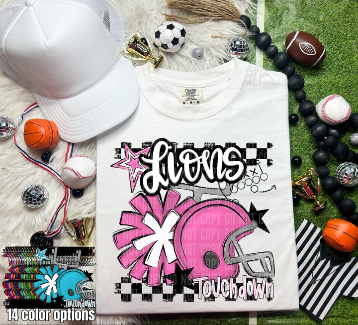 Helmet Pom Mascots Colors Purple DTF Print