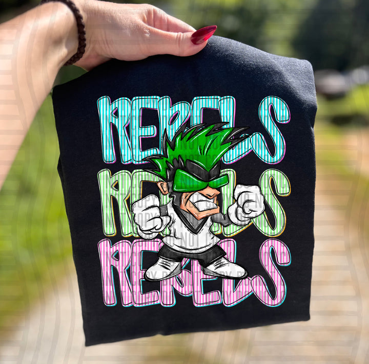 Neon Seersucker Mascot Heads DTF Print