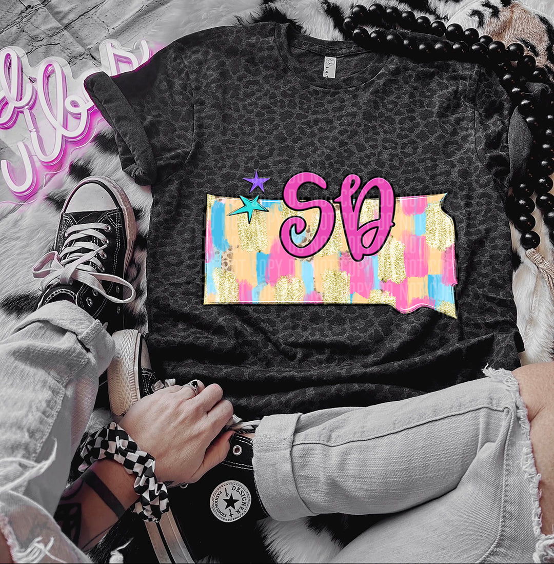 Preppy Bright Brushstroke States DTF Print