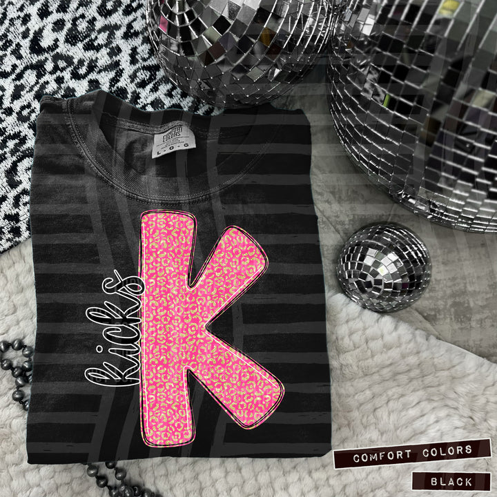 Pink Leopard Initial DTF Print