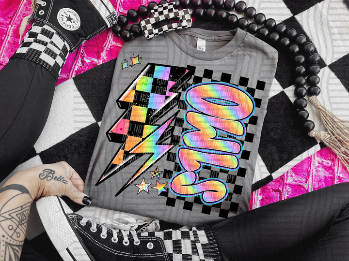 Neon Side Bolt DTF Print
