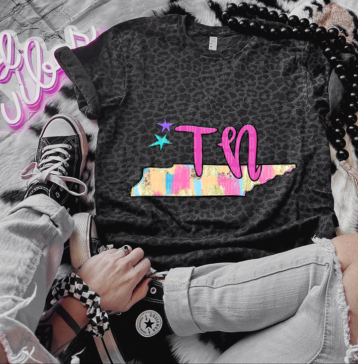 Preppy Bright Brushstroke States DTF Print
