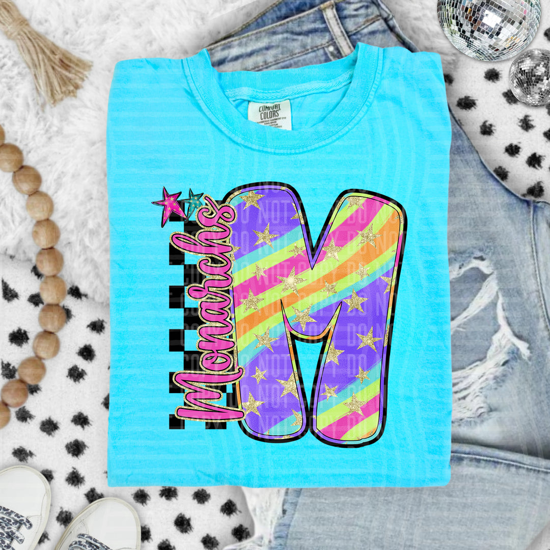 Rainbow Swirl Initials DTF Print