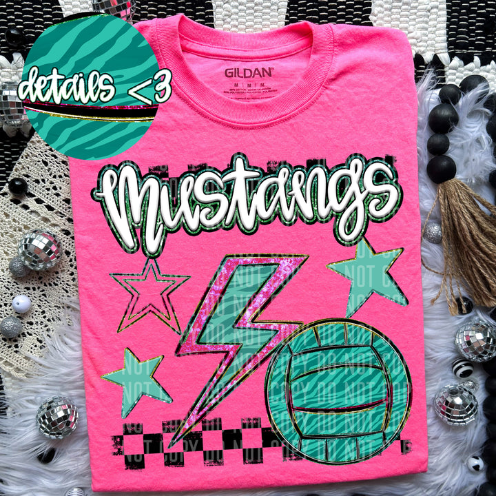 Rainbow Volleyball Bolts DTF Print