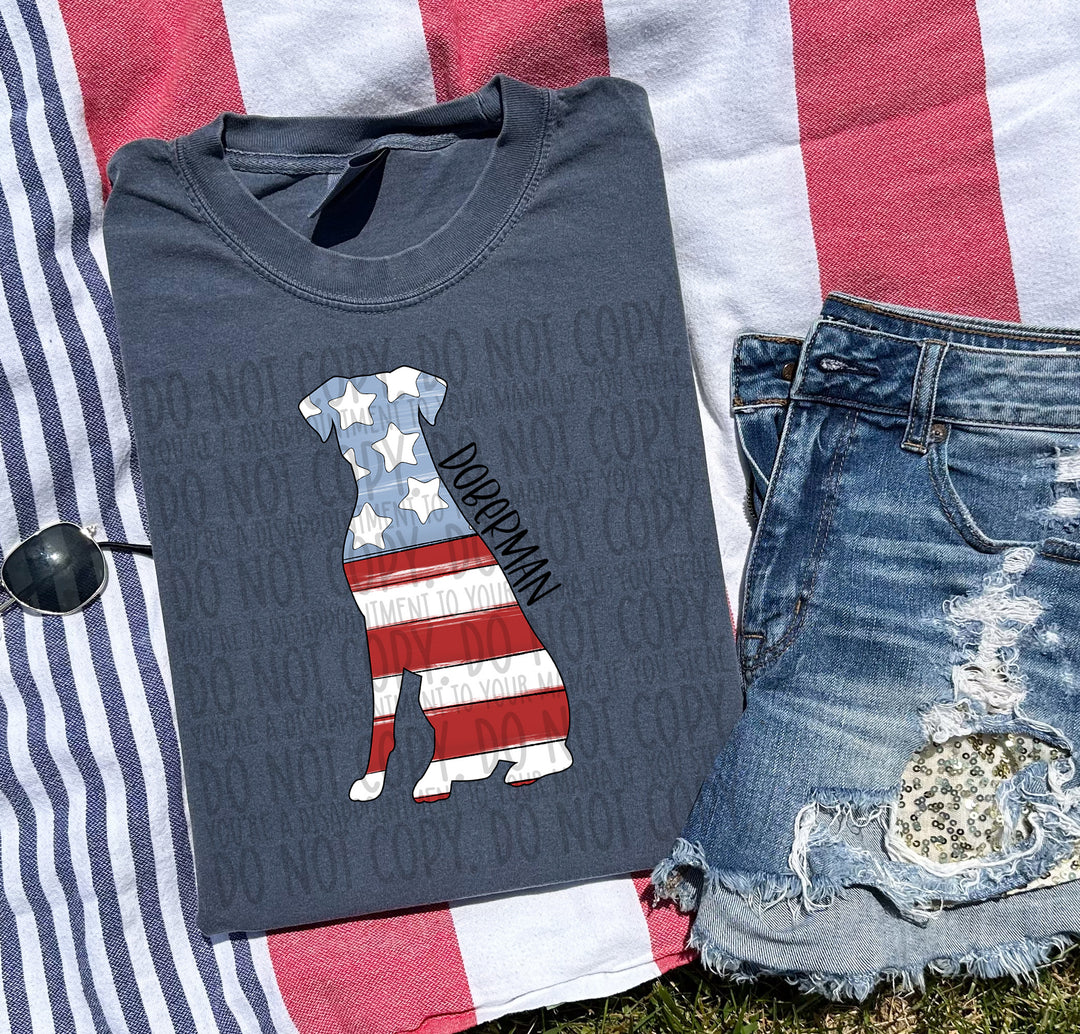 Patriotic Dog Designs Black Text DTF Print