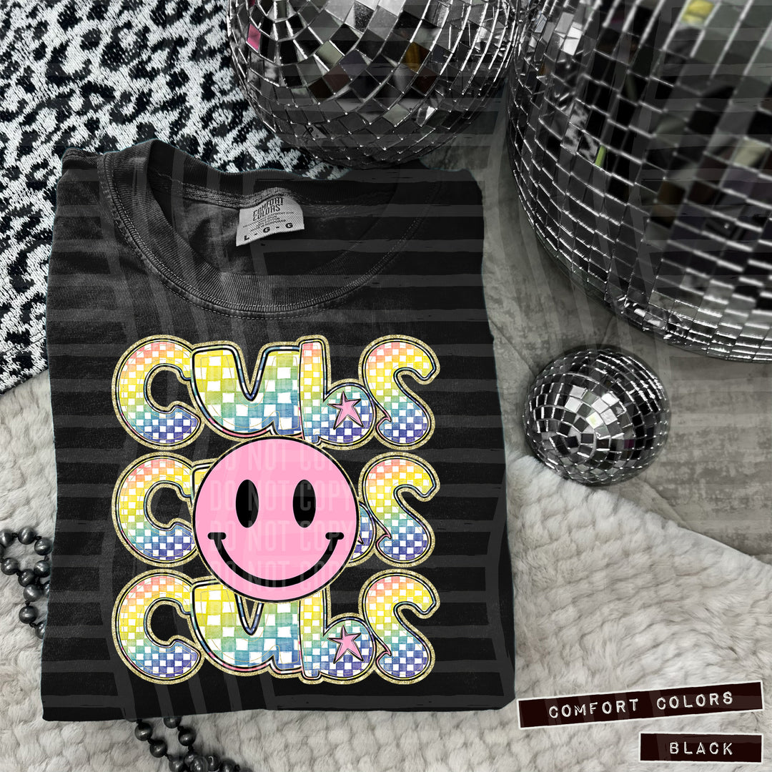 Pink Smiley Triple Stack DTF Print