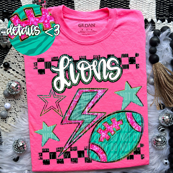 Rainbow Football Bolts DTF Print