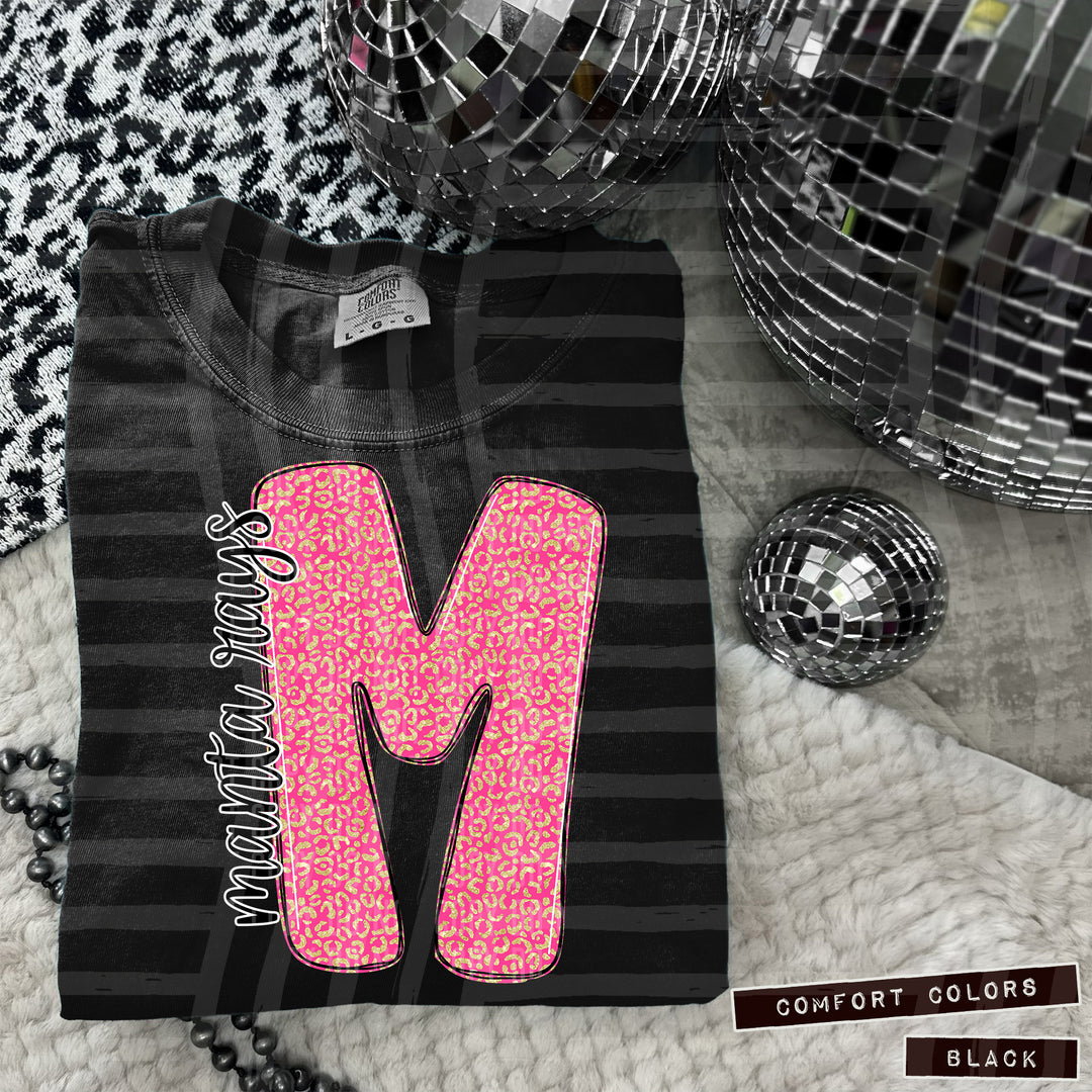 Pink Leopard Initial DTF Print