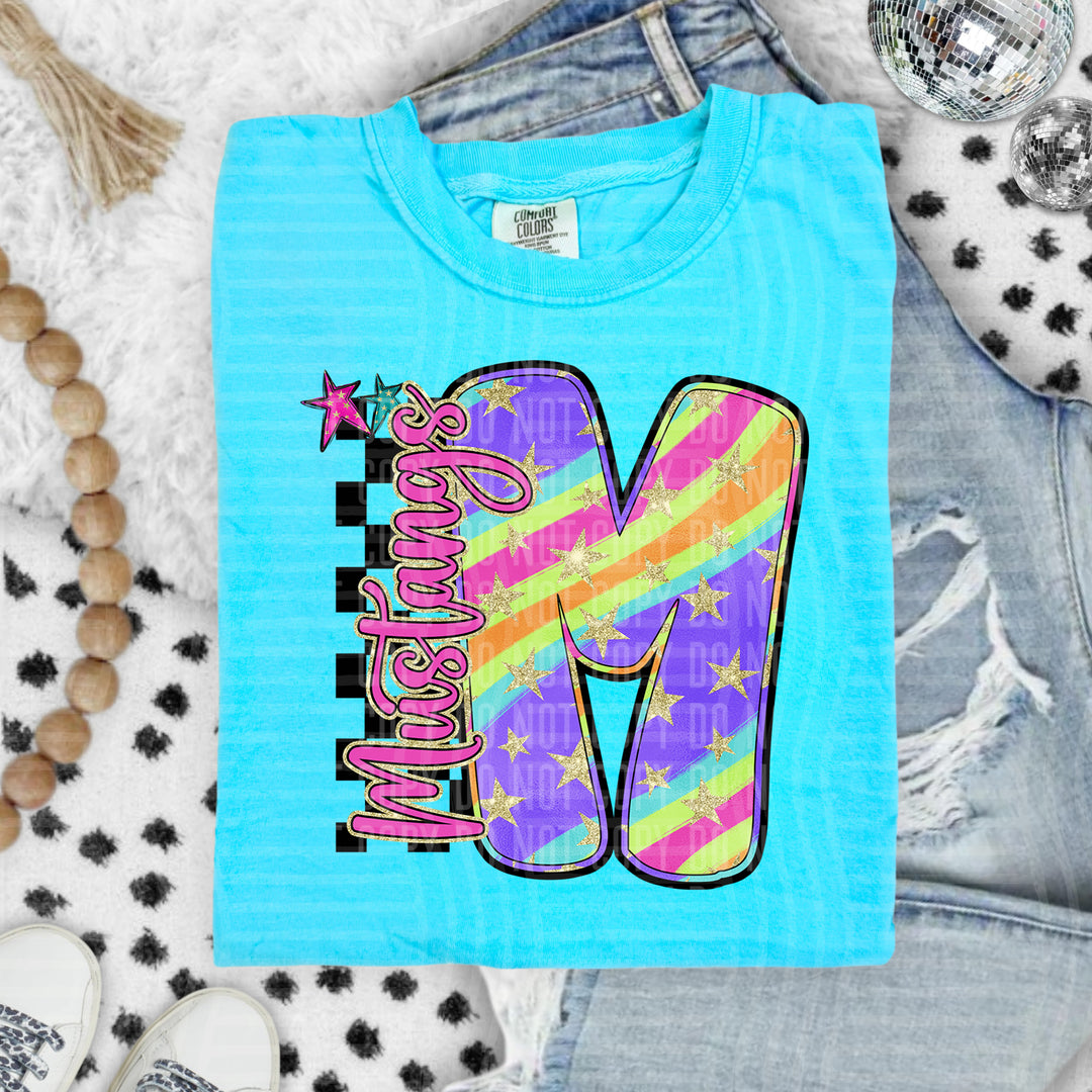 Rainbow Swirl Initials DTF Print