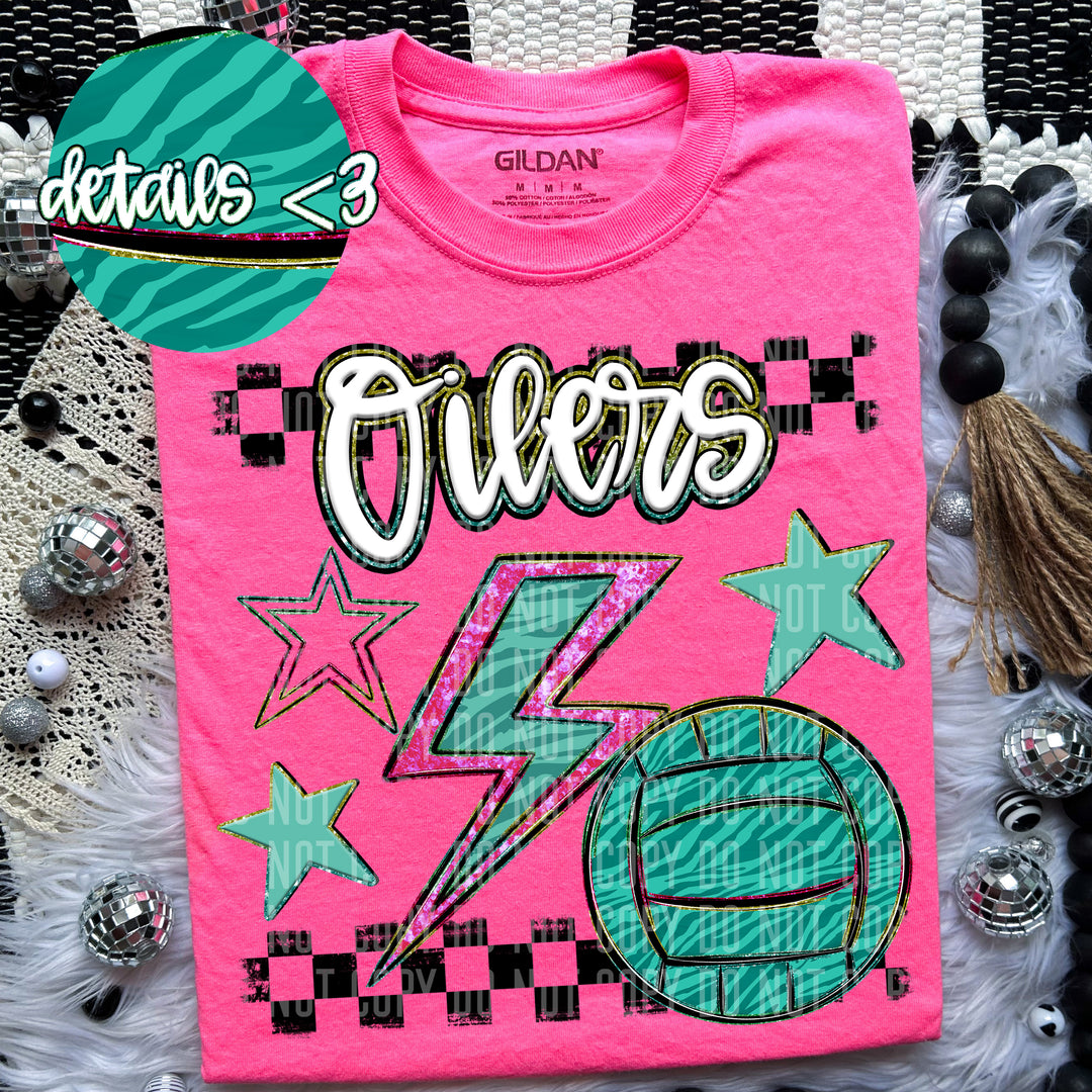 Rainbow Volleyball Bolts DTF Print