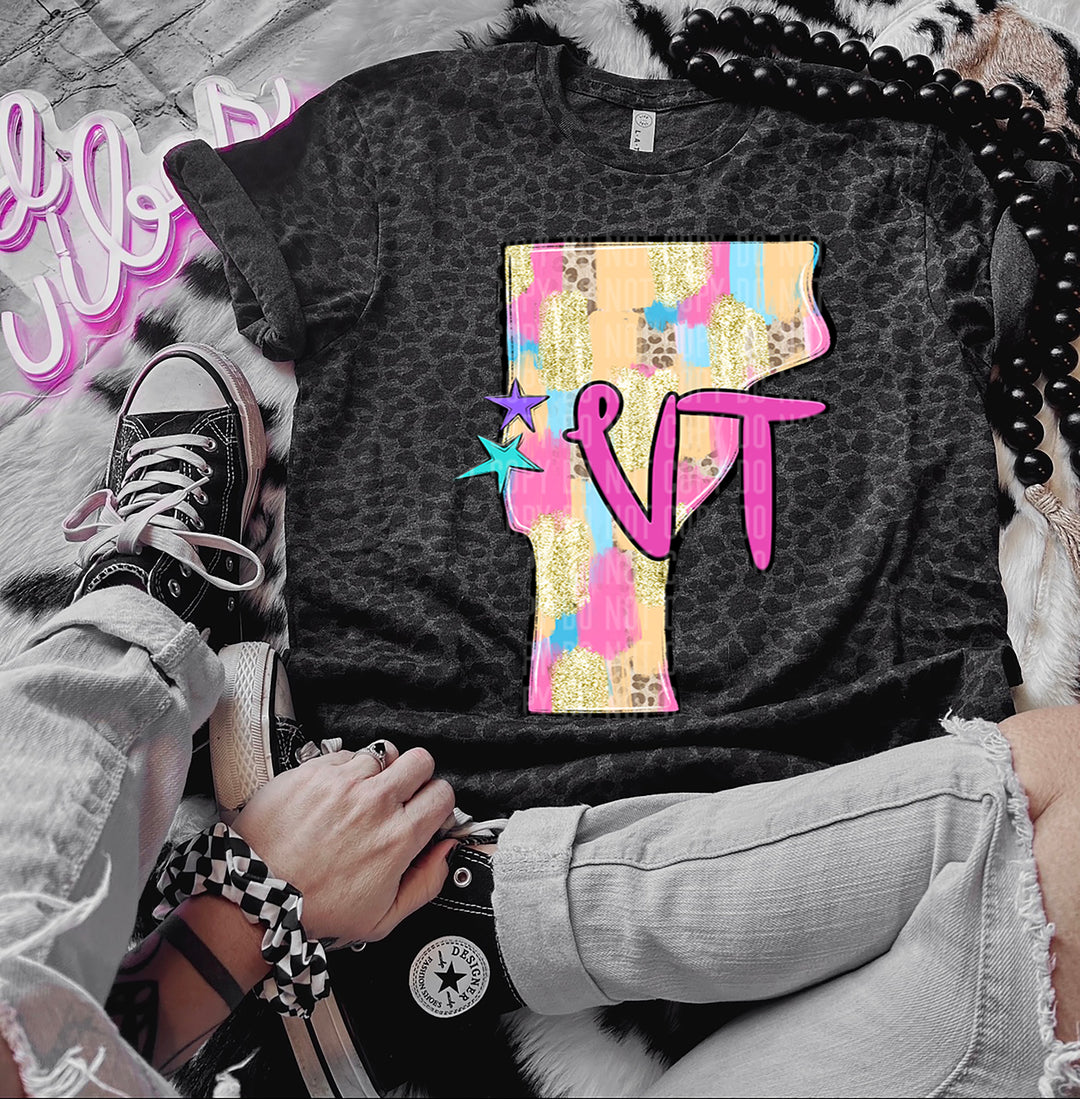 Preppy Bright Brushstroke States DTF Print