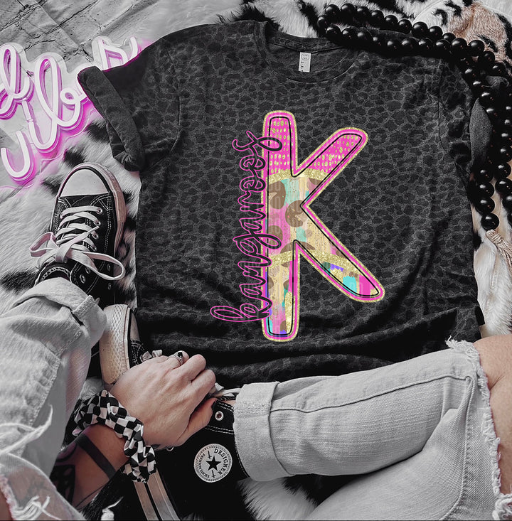 Rainbow Leopard Single Letters DTF Print