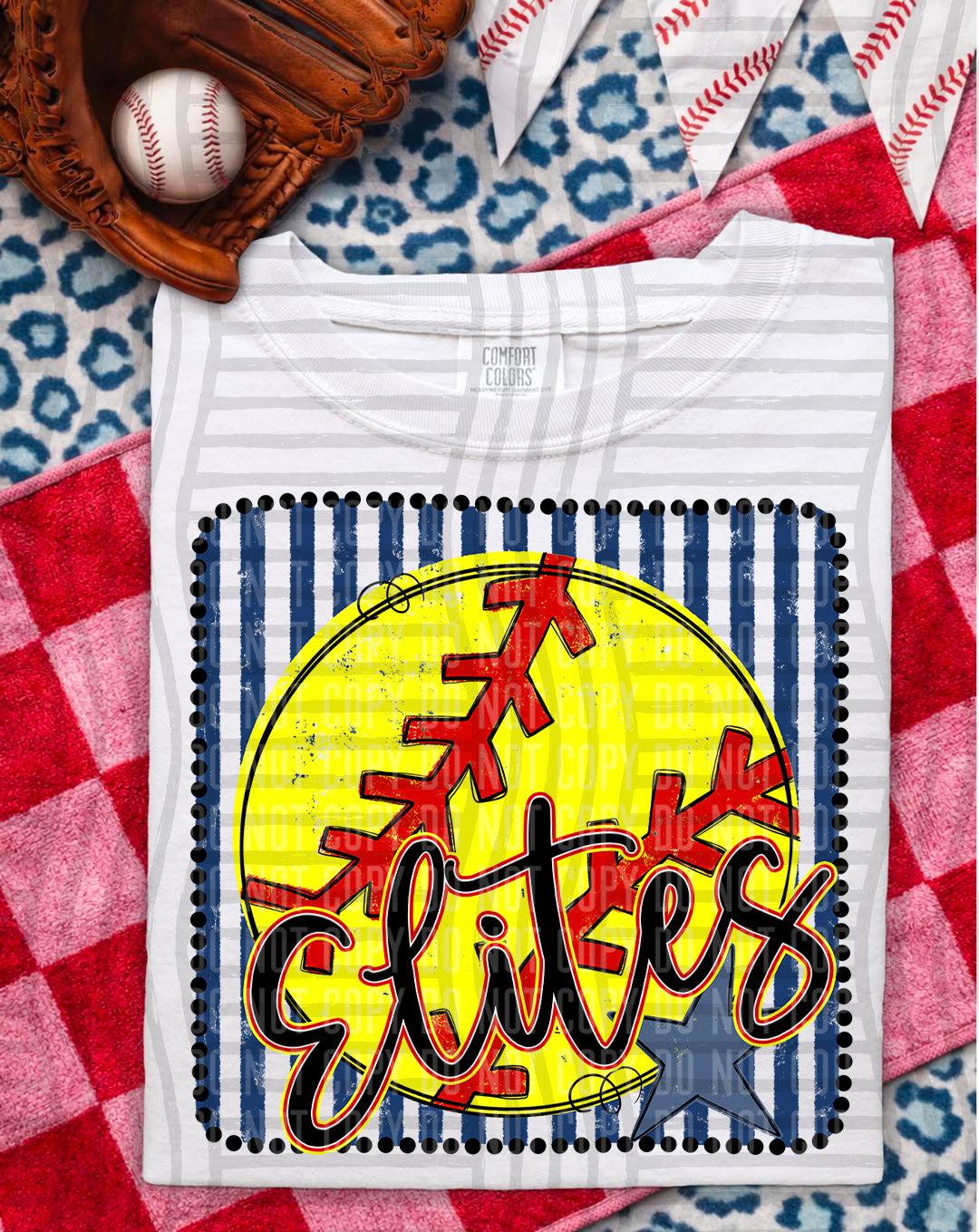 Softball RWB Framed Script DTF Print