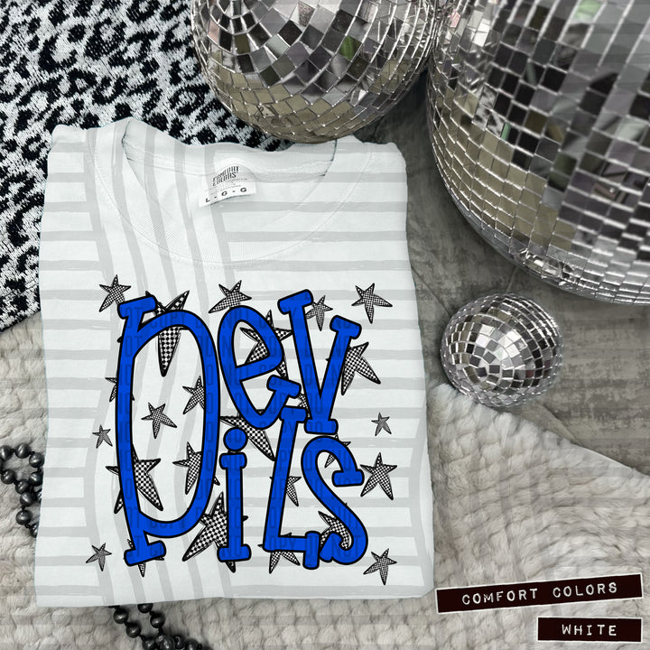 Blue Staggered DTF Print