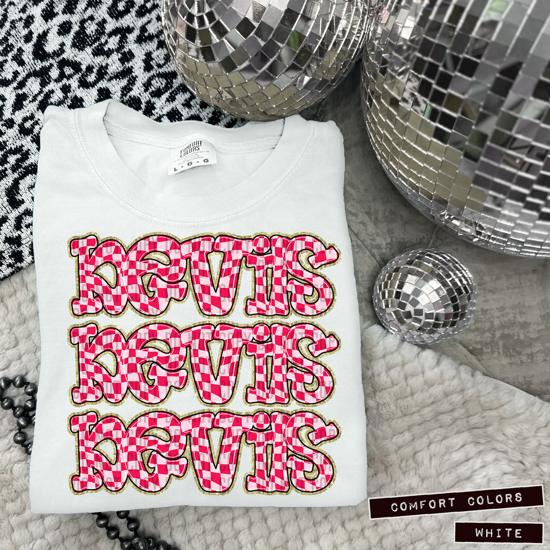 Pink Checks DTF Print