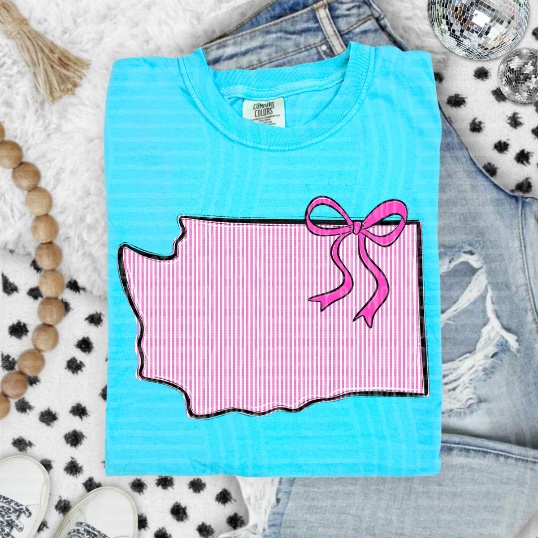 Seersucker States With Bow DTF Print