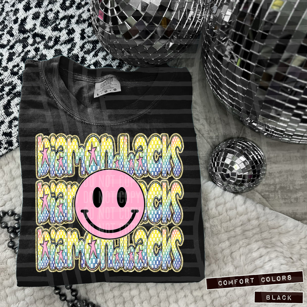 Pink Smiley Triple Stack DTF Print