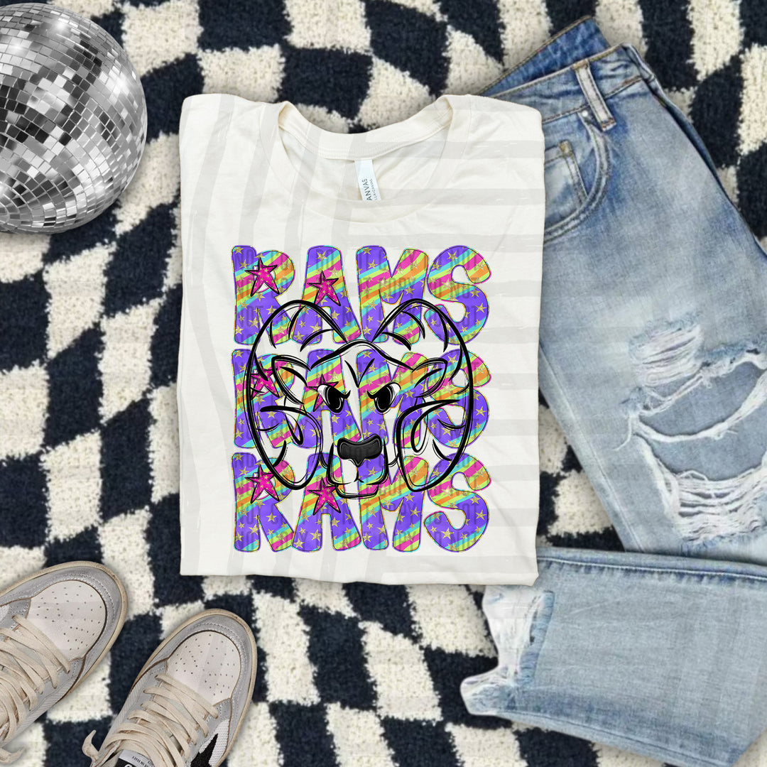 Rainbow Swirl Mascot Outlines DTF Print