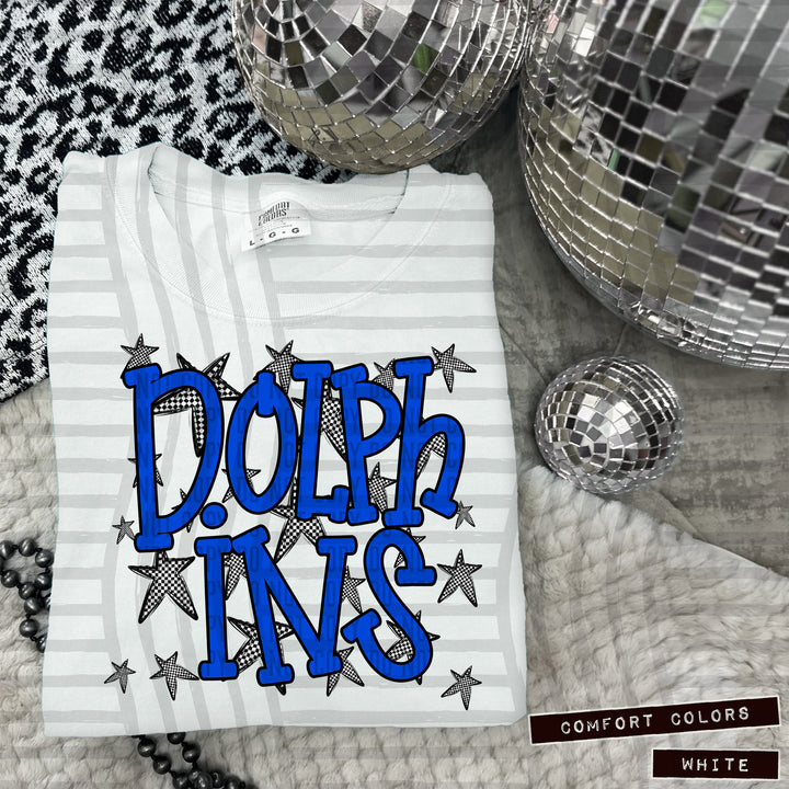 Blue Staggered DTF Print