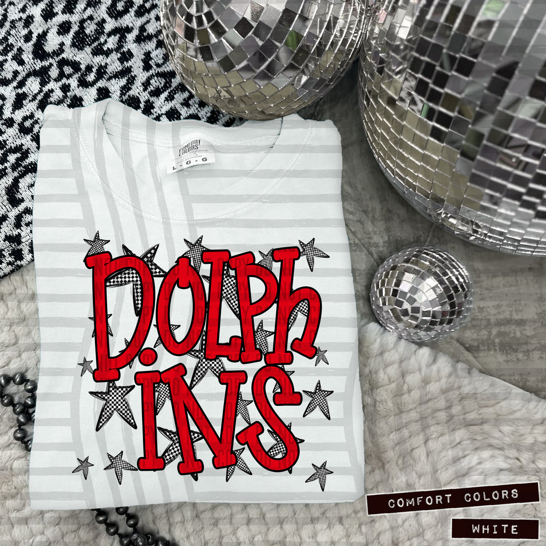 Red Staggered DTF Print