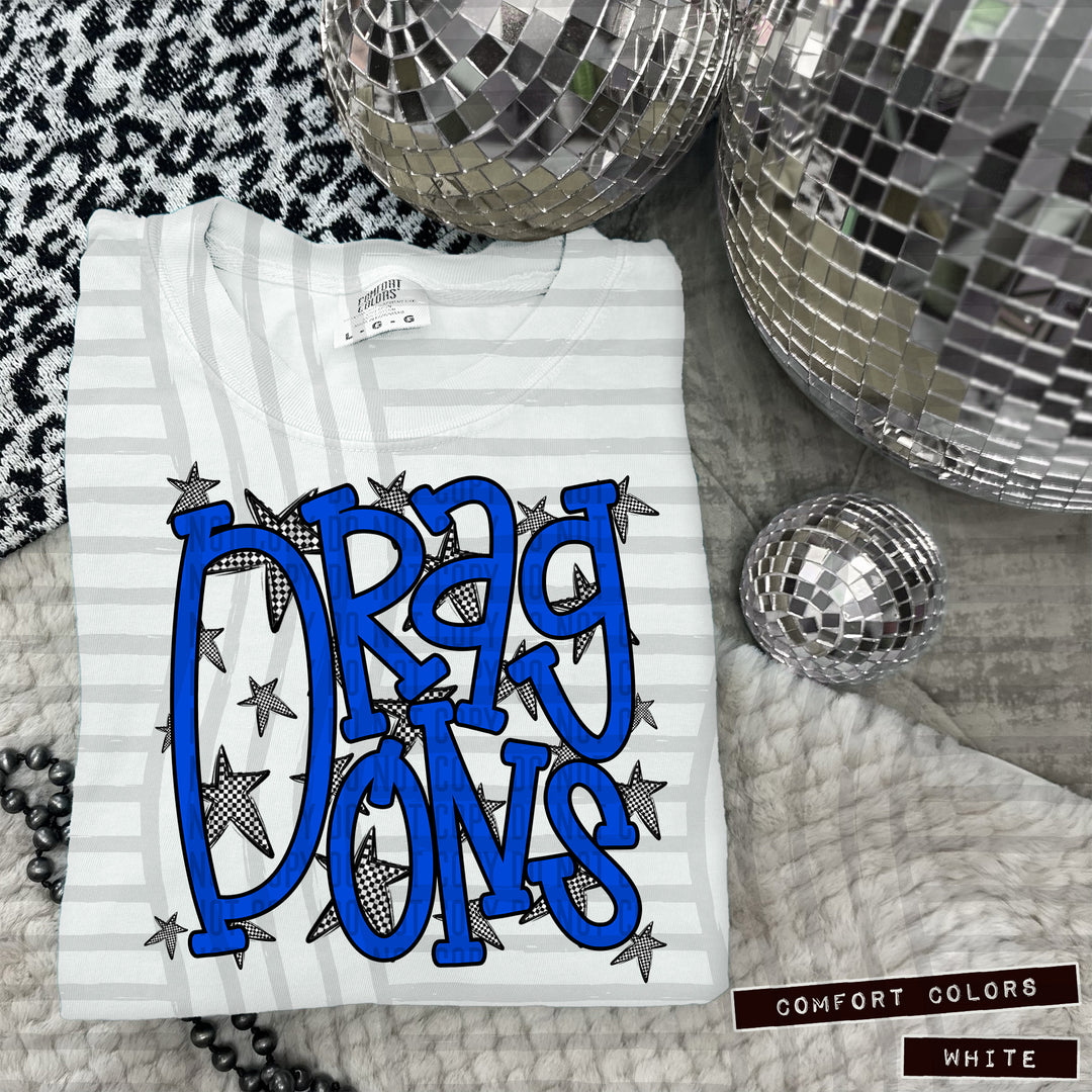 Blue Staggered DTF Print