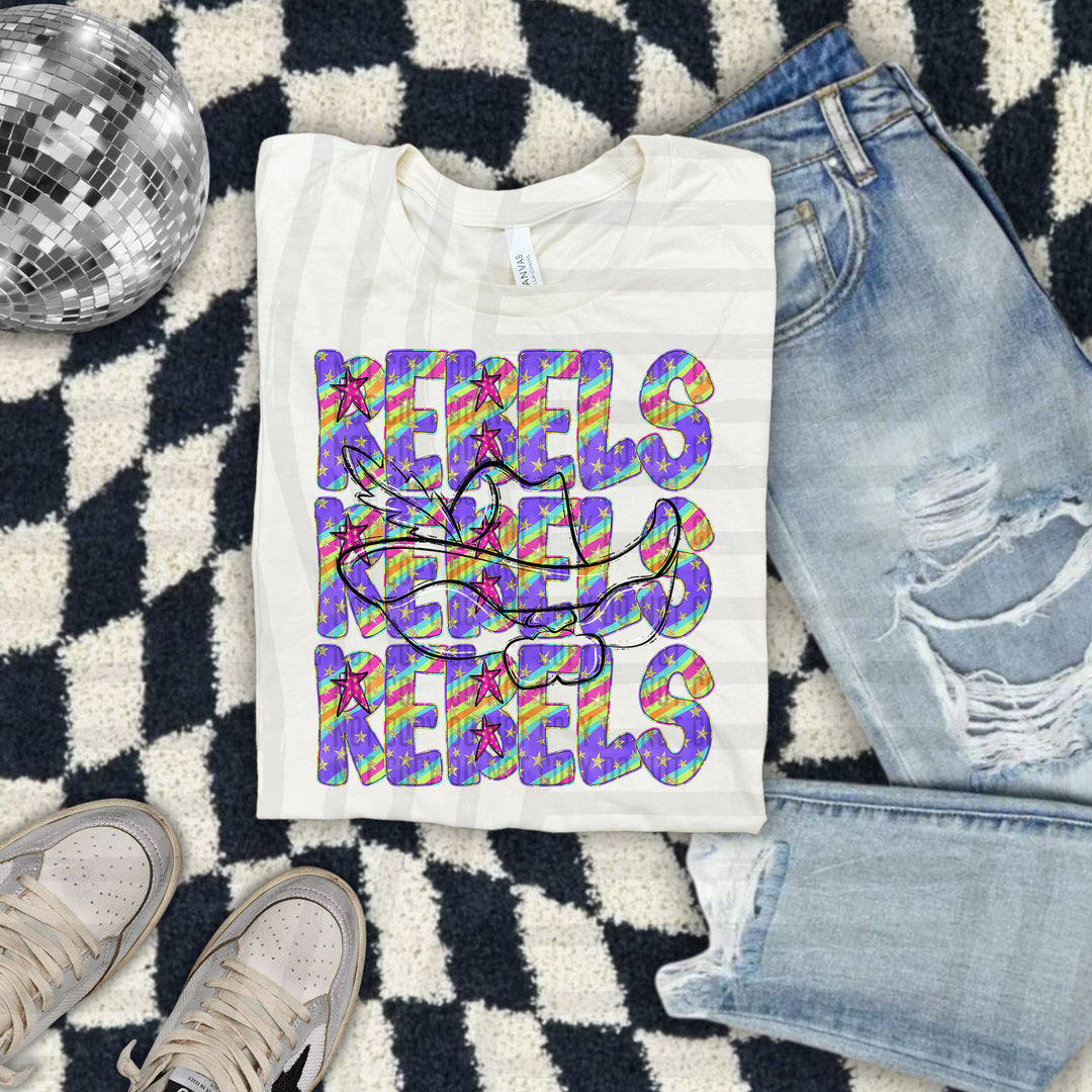 Rainbow Swirl Mascot Outlines DTF Print