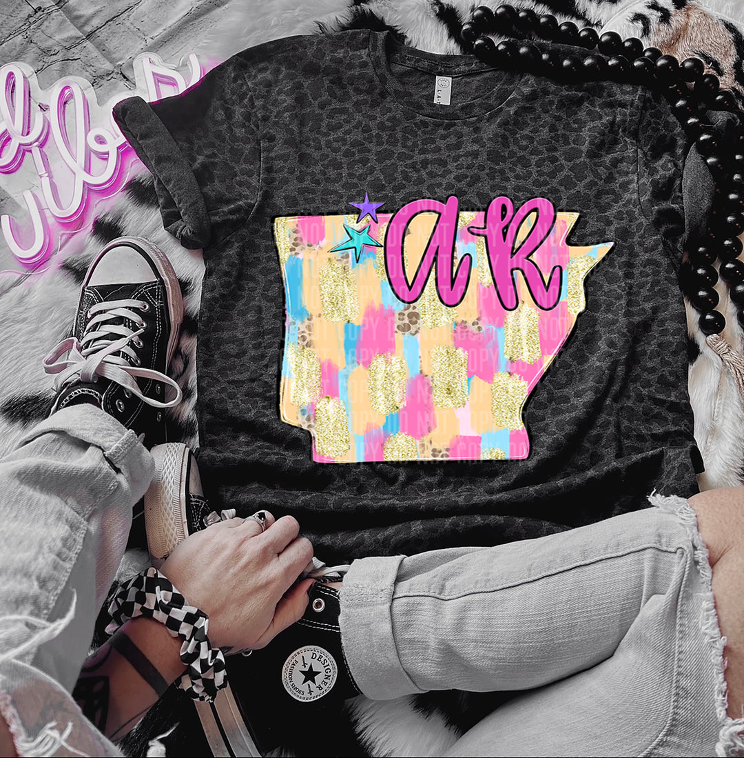 Preppy Bright Brushstroke States DTF Print