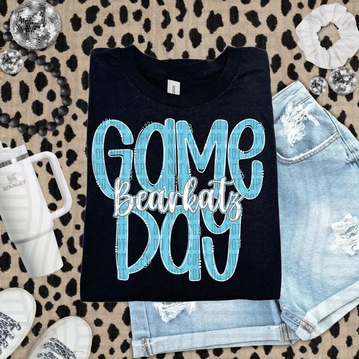 Doodle Gameday Bright Blue DTF Print