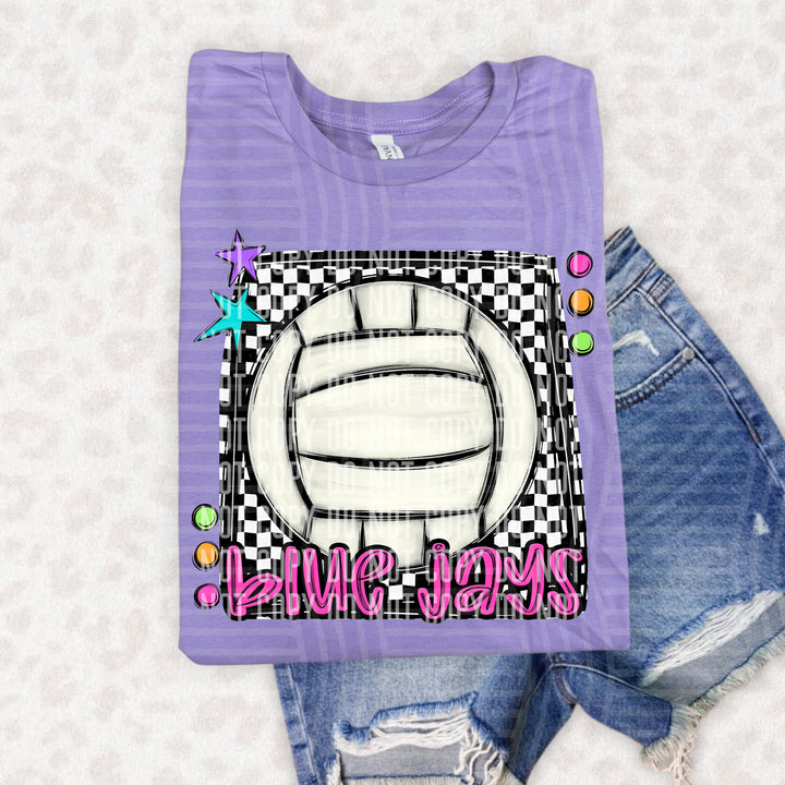 Bright Preppy Volleyball DTF Print