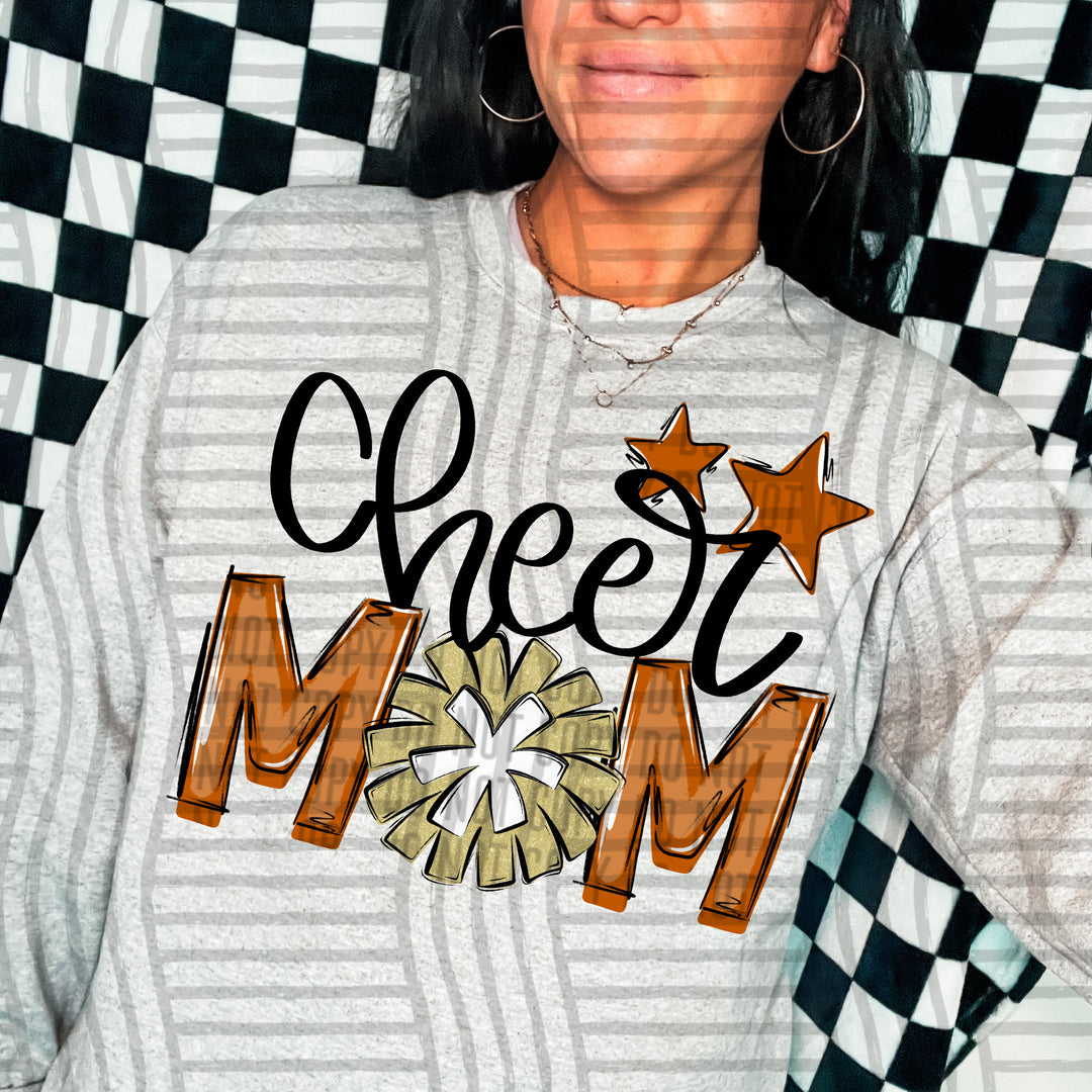 Sports Mom Cheer Gold DTF Print