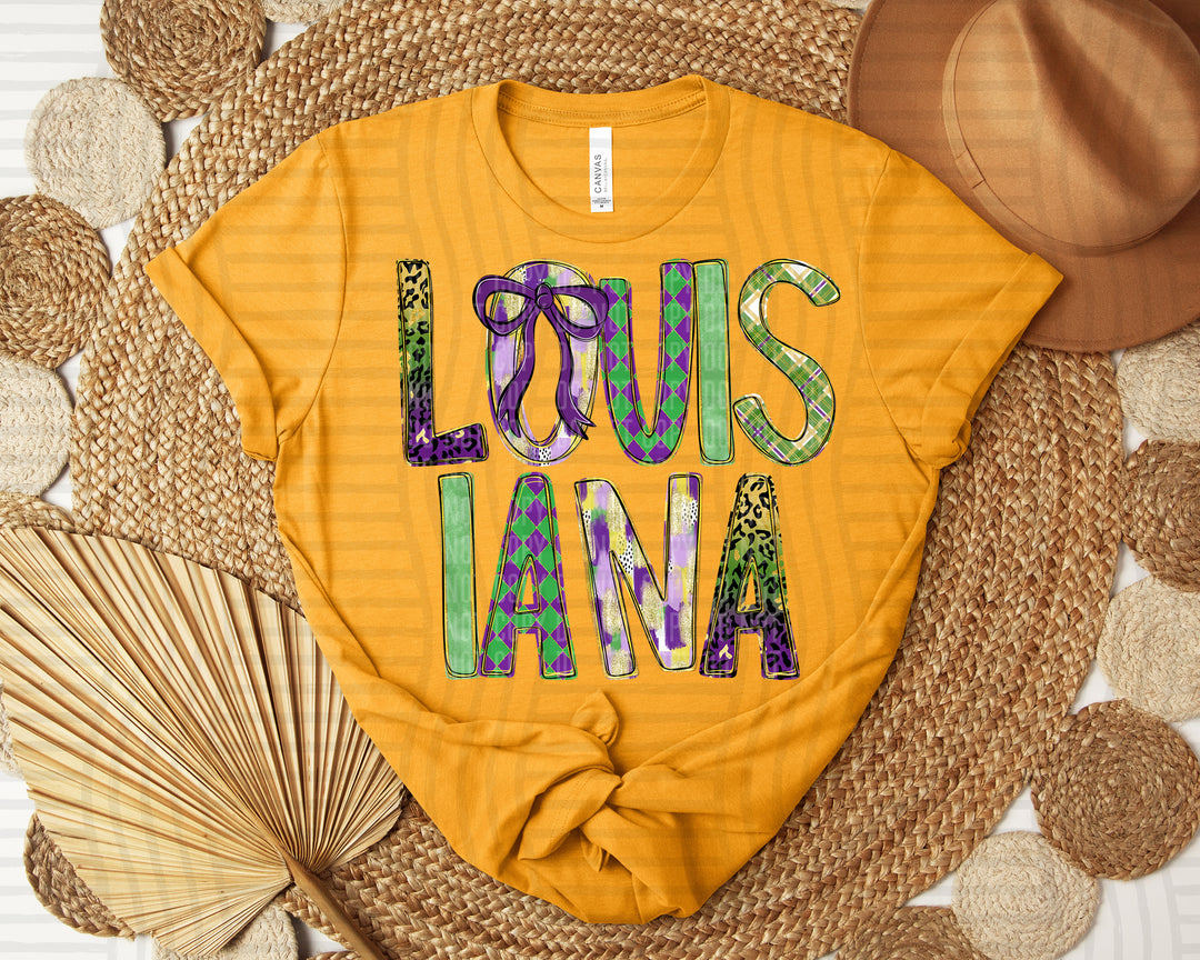 Louisiana With Bow DTF Print