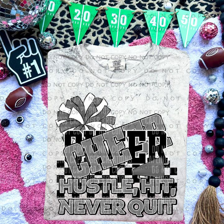 Hustle Hit Never Quit Cheer DTF Print